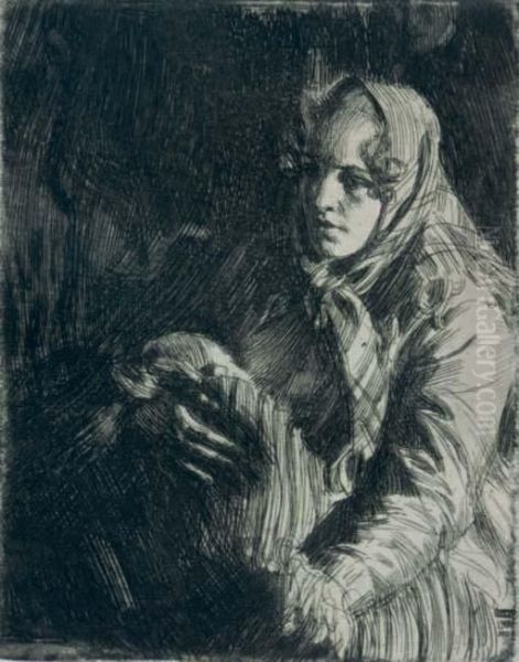 A Swedish Madonna Oil Painting by Anders Zorn