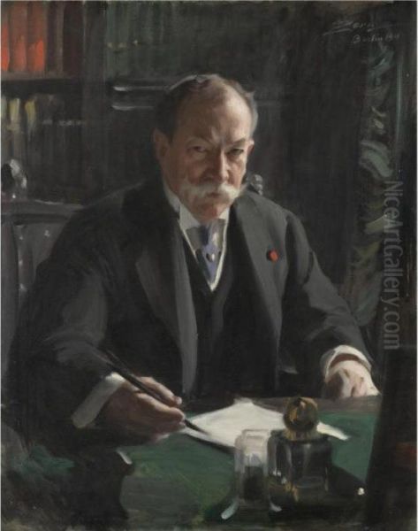 Portratt Av Ambassador David Jayne Hill (portrait Of Ambassador David Jayne Hill) Oil Painting by Anders Zorn