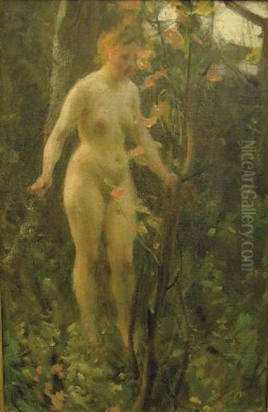 Naken I LaÂ¶vtrad (nude In A Forest) Oil Painting by Anders Zorn