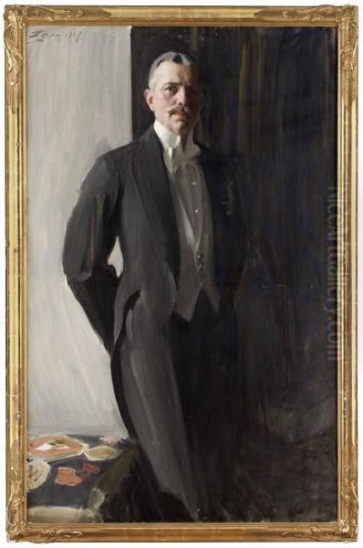 Portratt Av Kabinettskammarherre Erik Hallin Oil Painting by Anders Zorn