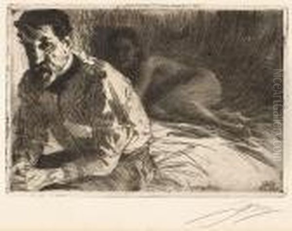 August Saint Gaudens Ii; Vallkulla; Frightened Oil Painting by Anders Zorn