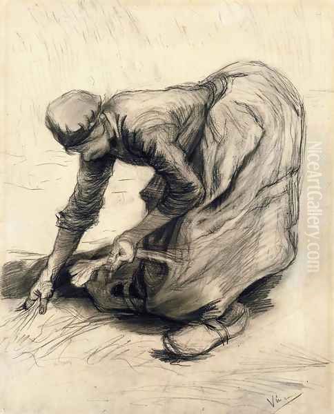 Peasant Woman Gleaning Oil Painting by Vincent Van Gogh