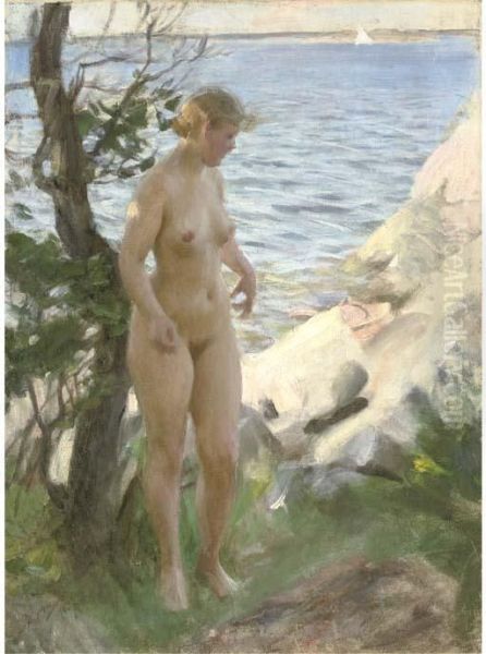 Nude At The Beach Oil Painting by Anders Zorn