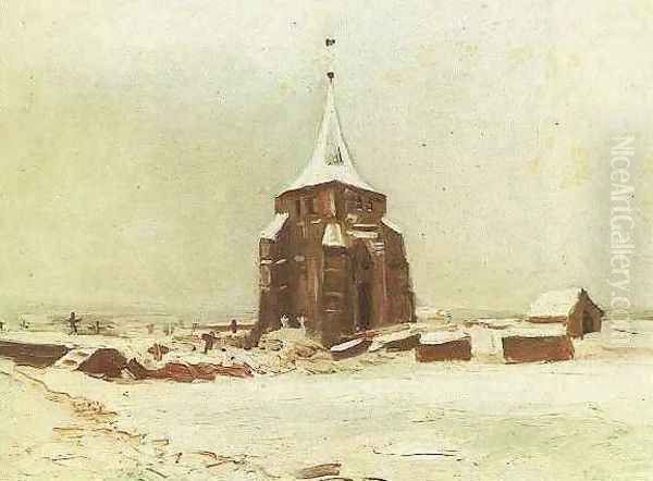 The Old Cemetery Tower At Nuenen In The Snow Oil Painting by Vincent Van Gogh