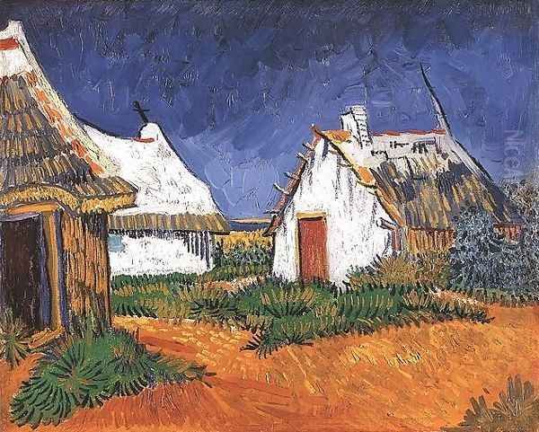 Three White Cottages In Saintes Maries Oil Painting by Vincent Van Gogh