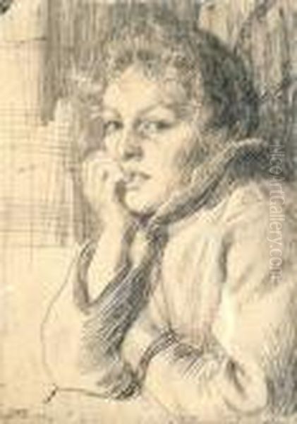 Portrait Of A Young Woman, Head 
And Shoulders Turned To The Left, Etching, Signed And Dated 1906 Within 
The Plate, And In Pencil, 15x12cm Oil Painting by Anders Zorn