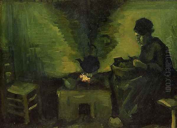 Peasant Woman by the Fireplace Oil Painting by Vincent Van Gogh