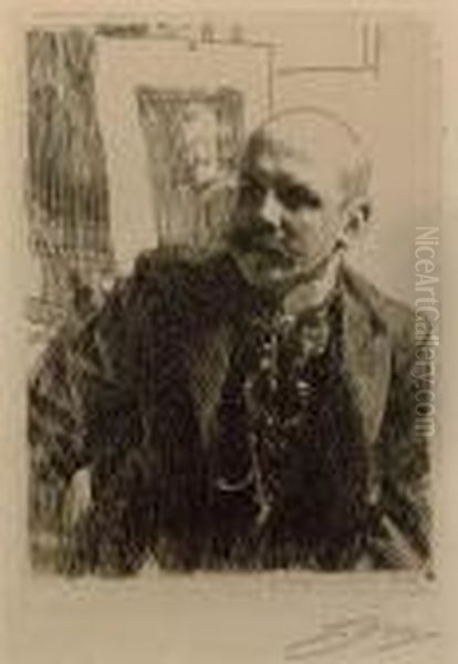 Portrait Of Georg Von Rosen (asplund 77; Hjert & Hjert54) Oil Painting by Anders Zorn