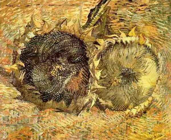 Two Cut Sunflowers II Oil Painting by Vincent Van Gogh