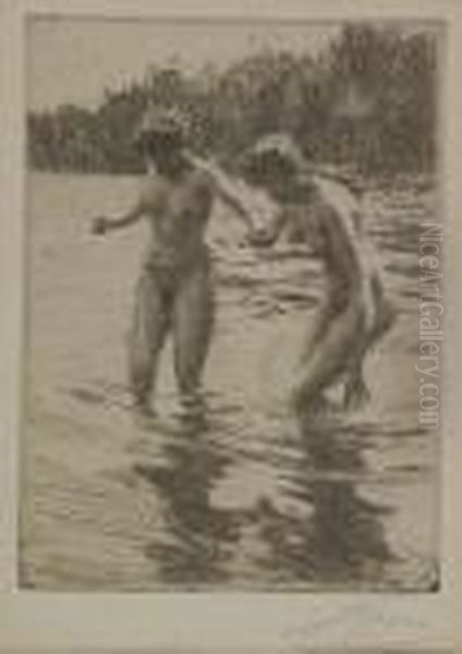 Two Bathers Oil Painting by Anders Zorn