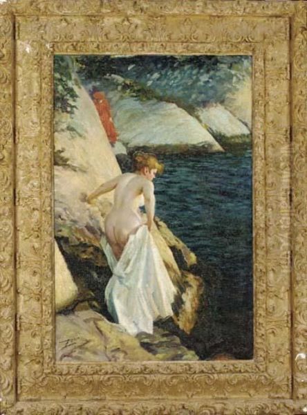 A Bather At The Rocks Oil Painting by Anders Zorn