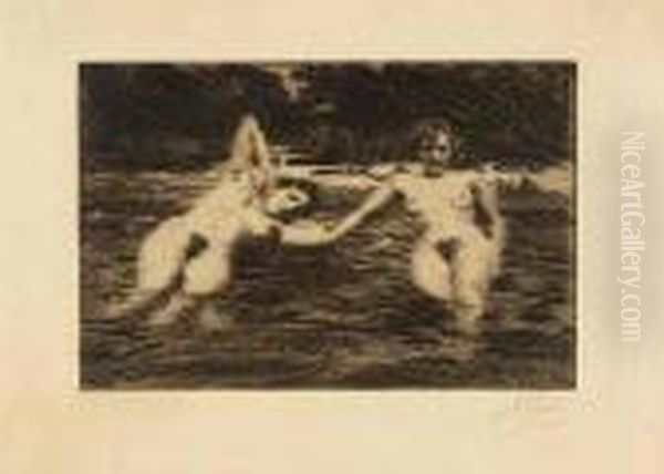 Water Nymphs (#) Wet (#) Early (#) Adler Oil Painting by Anders Zorn