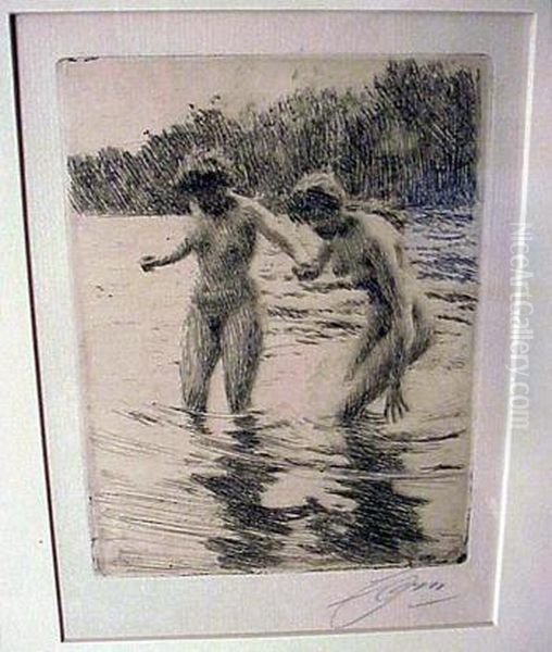 Two Bathers(a.237) Oil Painting by Anders Zorn