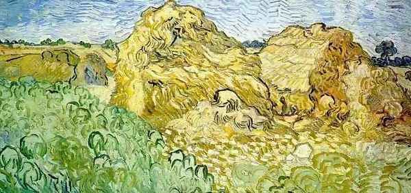 Field With Wheat Stacks Oil Painting by Vincent Van Gogh