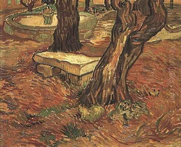 The Stone Bench In The Garden Of Saint Paul Hospital Oil Painting by Vincent Van Gogh