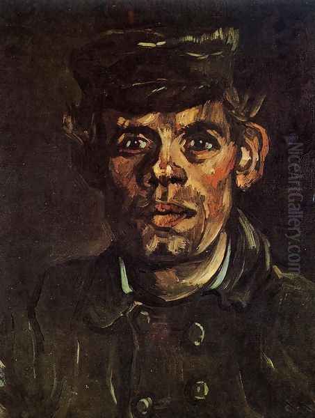 Head Of A Young Peasant In A Peaked Cap Oil Painting by Vincent Van Gogh