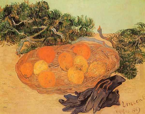 Still Life With Oranges Lemons And Blue Gloves Oil Painting by Vincent Van Gogh