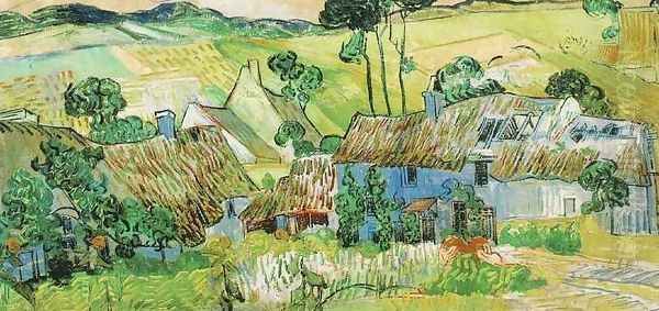 Thatched Cottages By A Hill Oil Painting by Vincent Van Gogh