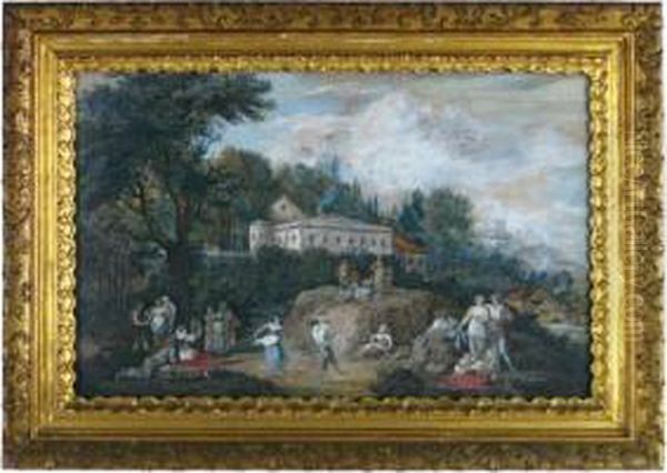 Landscape With Figures And Villa Oil Painting by Francesco Zuccarelli