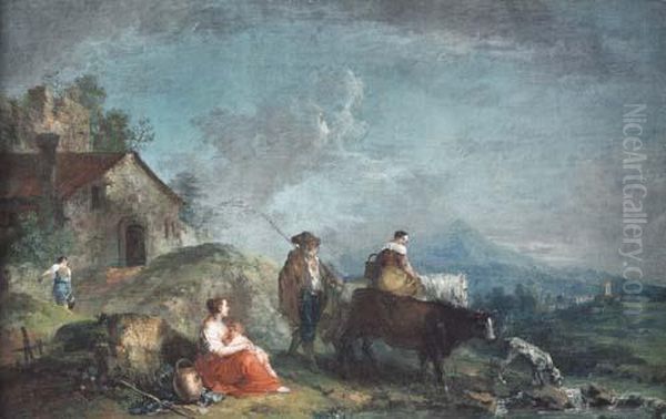 Paesaggio Con Viandanti E Armenti Oil Painting by Francesco Zuccarelli