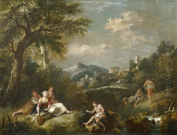 Pair Of Works: Mediterranean Landscapes With
Herdsmen Oil Painting by Francesco Zuccarelli