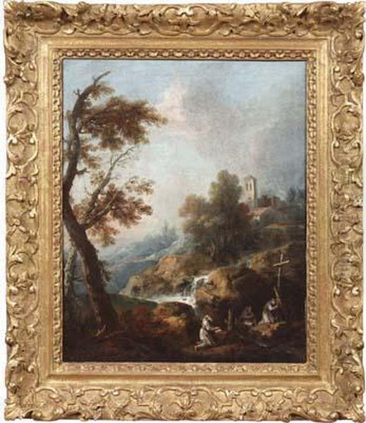 Paesaggio Con Monaci In Preghiera Oil Painting by Francesco Zuccarelli