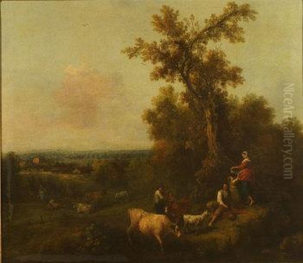 Continental Landscape Oil Painting by Francesco Zuccarelli