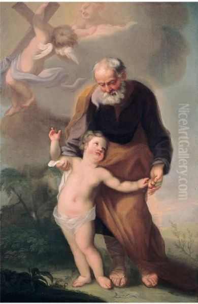 San Giuseppe Col Bambino Oil Painting by Francesco Zuccarelli