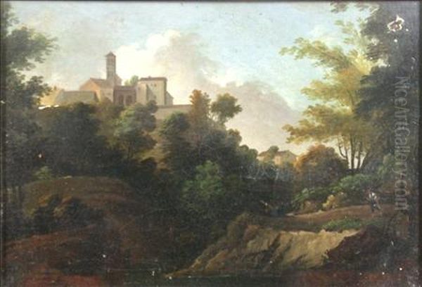 Hilltop Abbey Oil Painting by Francesco Zuccarelli