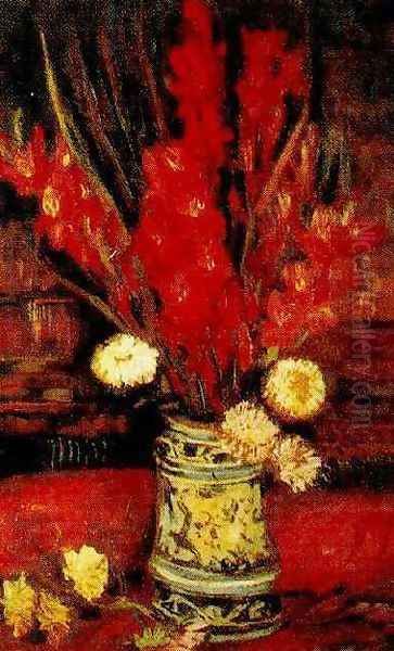 Vase With Red Gladioli II Oil Painting by Vincent Van Gogh