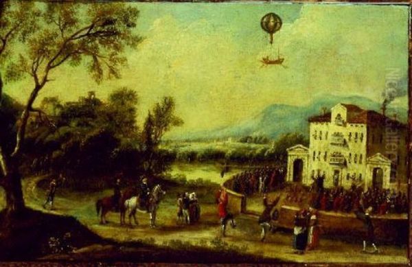 Miraculous Balloon Ascension Oil Painting by Francesco Zuccarelli