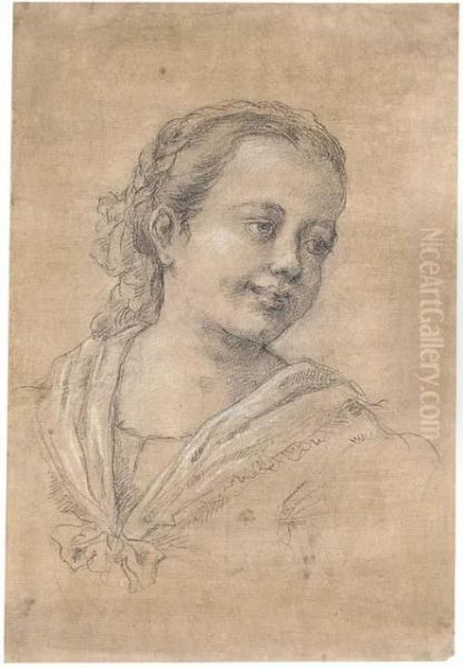 Portrait Of A Girl, Bust-length, Looking To The Right Oil Painting by Francesco Zuccarelli