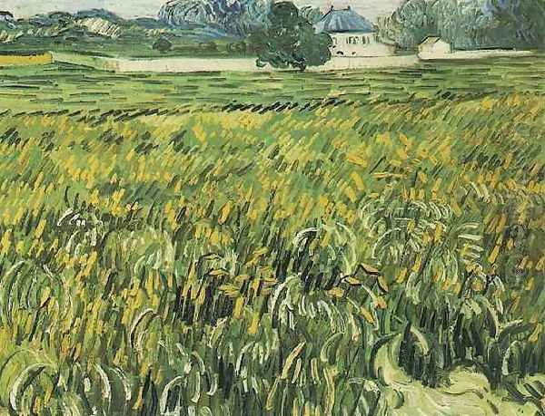 Champ de blé et maison blanche 1890 Oil Painting by Vincent Van Gogh