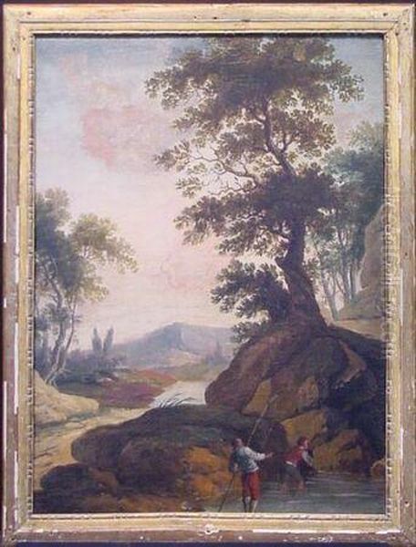 Landscape With Fisherfolk Oil Painting by Francesco Zuccarelli