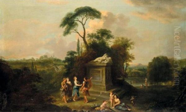 An Arcadian Landscape Oil Painting by Francesco Zuccarelli