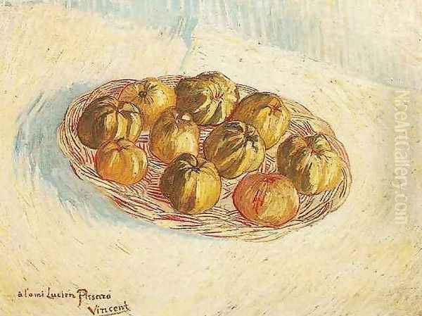 Still Life With Basket Of Apples (to Lucien Pissarro) Oil Painting by Vincent Van Gogh