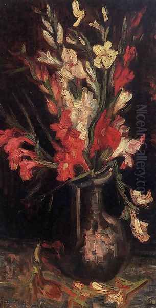 Vase With Red Gladioli Oil Painting by Vincent Van Gogh