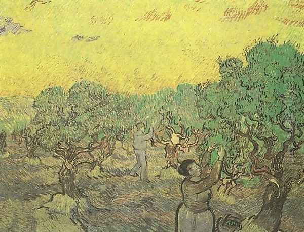 Olive Grove With Picking Figures Oil Painting by Vincent Van Gogh