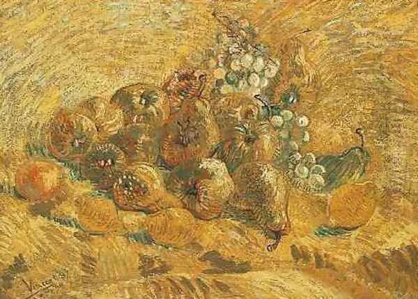 Still Life With Grapes Pears And Lemons Oil Painting by Vincent Van Gogh