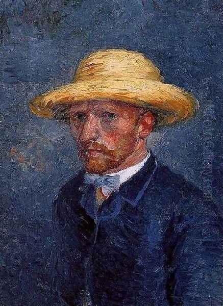 Self Portrait With Straw Hat Oil Painting by Vincent Van Gogh