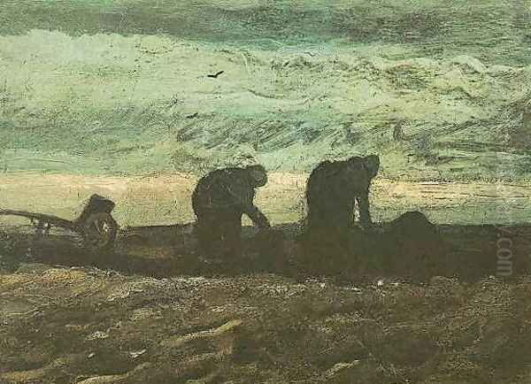 Two Women In The Moor Oil Painting by Vincent Van Gogh