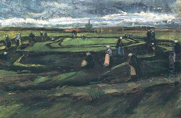 Women Mending Nets In The Dunes Oil Painting by Vincent Van Gogh