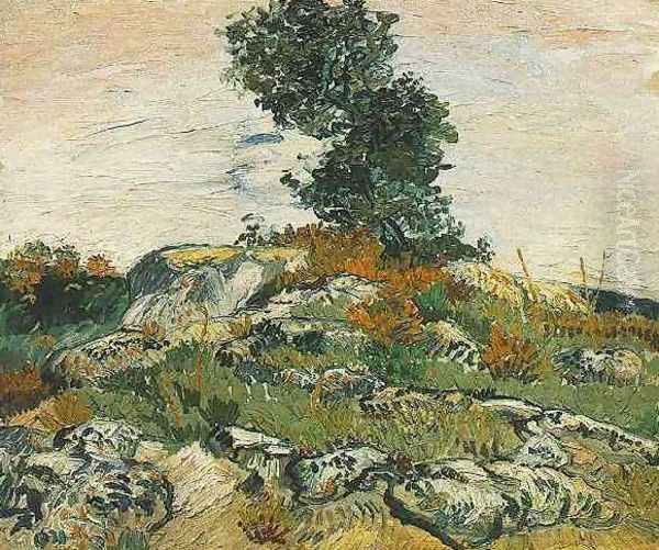 Rocks With Oak Tree Oil Painting by Vincent Van Gogh