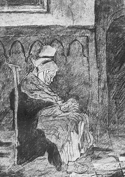 Old Breton Woman Asleep in Church Oil Painting by Vincent Van Gogh