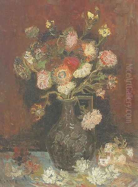 Vase With Asters And Phlox Oil Painting by Vincent Van Gogh