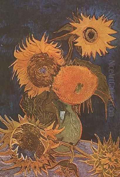 Vase With Five Sunflowers Oil Painting by Vincent Van Gogh