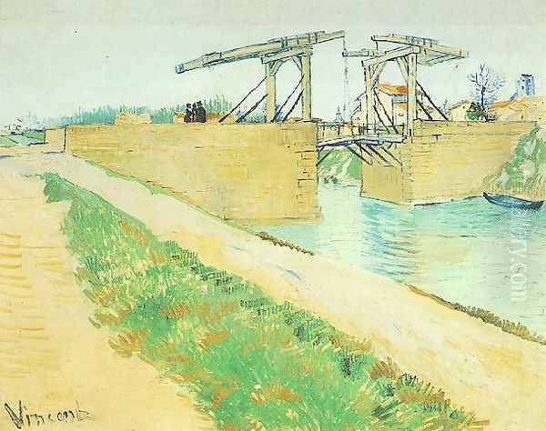 The Langlois Bridge At Arles With Road Alongside The Canal Oil Painting by Vincent Van Gogh