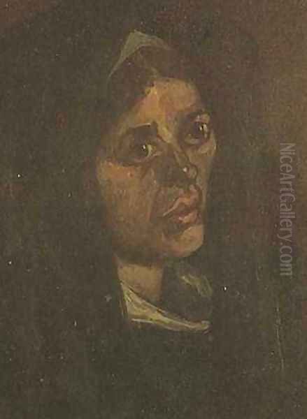 Head Of A Peasant Woman In A Green Shawl Oil Painting by Vincent Van Gogh