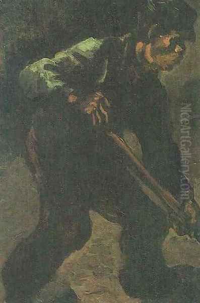 Peasant Digging Oil Painting by Vincent Van Gogh