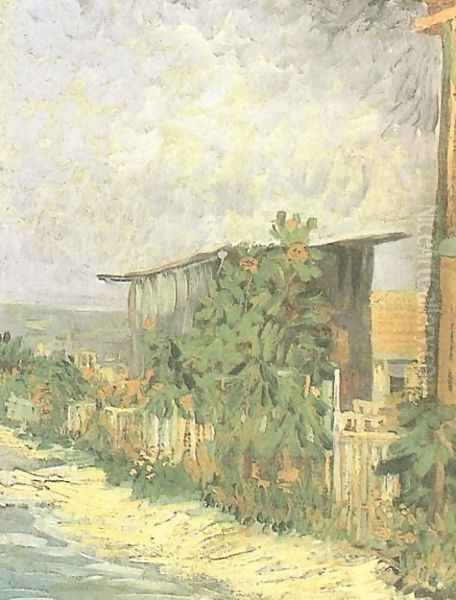 Montmartre Path With Sunflowers Oil Painting by Vincent Van Gogh